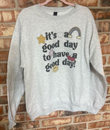 Gildan Light Gray "It's a Good Day" Graphic Crewneck Sweatshirt Photo 0