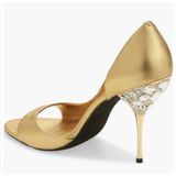 Alluria Crystal Heel Sandal Jeffrey Campbell Size 9 Gold Jeweled Peep Toe Photo 0