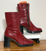 Tommy Hilfiger Vintage Y2K Red Leather Square Toe Block Heel Boots 8.5M Brazil Photo 0