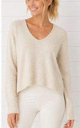 Aerie NWT oatmeal scoop neck cropped sweater M Photo 0