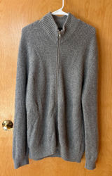 Quince Fisherman Sweater Women XL Grey Mongolian Cashmere Full Zip STIEC01 Photo 0