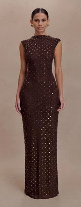 Meshki SamaraSleeveless Diamante Maxi Dress - Chocolate S Photo 0