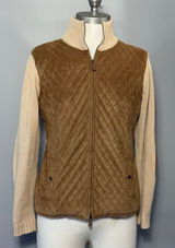 Lauren Ralph Lauren Size Medium Petite Cream Tan Quilted Jacket Photo 0