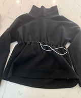 Varley Black Funnel Neck Drawstring-Waist Pullover Photo 0