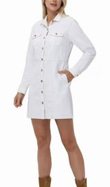 Frye Women's Size XL White Long Sleeve Denim Button Front Mini Dress Photo 0