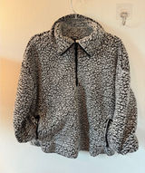 Thread & Supply Sherpa Fleece Quarter Zip Pullover Black White Salt and Pepper Photo 0
