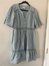 Knox Rose Light Blue 100% Cotton Eyelet Short Sleeve Mini Dress XXL Cottagecore Photo 0