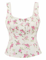 Floral Corset Tank Top Coquette Cottagecore Lace Trim Womens L New Kirious‎ Boho Photo 0