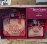 Juicy Couture Lovers Club Pink 2 piece Satchel Set Bowler with Mini Coquette Bow Photo 0