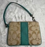 COACH Green Khaki Signature Canvas Wristlet Photo 0