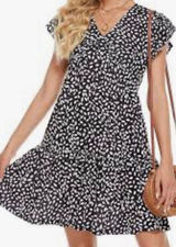 Altar'd State Black White Polka Dot Tiered Fit & Flare Mini Dress Size XS Photo 0