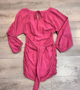 Free People‎ The Only One Mini Dress Pink Ruched Tie Neck Size XS Xsmall Photo 0