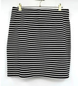 Old Navy Ponte Pencil Skirt Black Stripe Mini Cotton Stretch Coastal Nautical L Photo 0