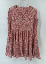 Free People One Fine Day Mini Dress in Tea‎ Combo Floral Vintage Tiered Sz small Photo 0