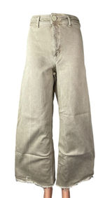 Zara Women's Beige Raw Frayed Hem High Rise Barrel Wide Leg Denim Jeans Pants 6 Photo 0