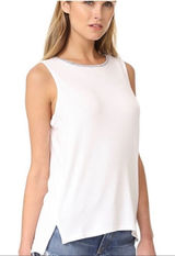 rag & bone White Sleeveless Tank Top Embellished Neckline Hi Lo Hem XS Photo 0