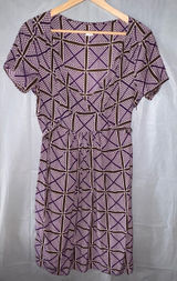 J. Crew Dress Sz 6 Purple Brown‎ Geometric Print 100% Silk Luxury Polka Dot Midi Photo 0
