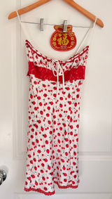 Frankie's Bikinis x Pink‎ Sailor RARE Satin Strawberry Dress Med Spring Summer Photo 0