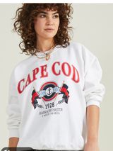Altar'd State Cape Cod Graphic Crewneck Sweatshirt - White with Red & Blue Print Photo 0