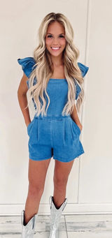 Denim Western Romper Photo 0