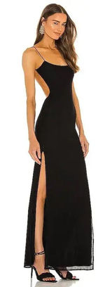 NWT Michael Costello X Revolve Nolan Maxi Dress Black Small Photo 0