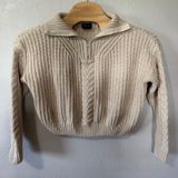 Miou Muse Cable Knit 1/4 Zip Pullover Sweater Knit‎ Beige Womens Small Photo 0