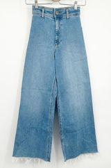 Zara Womens Medium‎ Wash High Rise Raw Hem Baggy Wide Leg Barrel Jeans Size 0 Photo 0