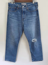 Levis Premium Wedgie Straight High Rise‎ Medium Wash Distressed Jeans Size 28 Photo 0