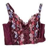 Victoria's Secret dream angels Burgundy floral embroidery corset bra lingerie Photo 0