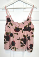 Evolutionary Rose Burnout Velvet Camisole Large Pink NEW Babydoll Top Photo 0