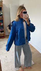 Amazon cropped blue trench coat  Photo 0
