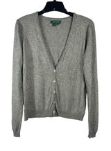 Lauren Ralph Lauren Gray Silk Cashmere Cardigan Sweater XL Photo 0