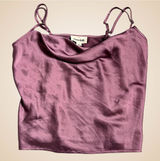 Open Edit Burgundy Satin Cami Crop Top S 🍷 Photo 0