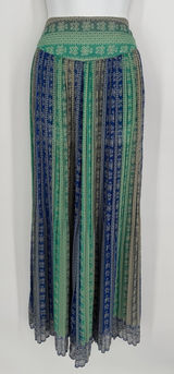 Free People Palazzo Pants Small Blue Green Geometric Boho Festival Wide Leg Photo 0