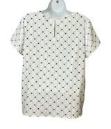Ann Taylor Womens Blue White Floral Trellis Keyhole Back Blouse Top Size M SP26 Photo 0