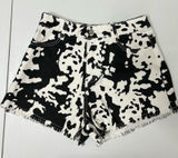 Wisteria Lane Black and White Cow Print Farm Animal Denim Jean Shorts Size M Photo 0