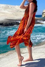 Vintage 1990s red patterned Button Down Midi dress ❤️ Photo 0