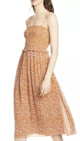 Joie Ambroise Copper Brown Women's Dress Summer A-Line M Smocked Strappy Flowy Photo 0
