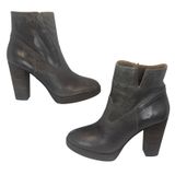 Lucky Brand LK Quintei Gray Leather Ankle Boots Block Heel Booties 8.5M Photo 0