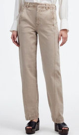 Madewell Tapered Denim Trouser Women's 27 High Rise Khaki Cotton Blend Jean Photo 0