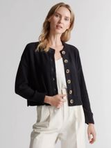 Quince Black 100% Cotton Button-Front Cropped Cardigan Size XL - C30-126 Photo 0