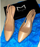 Marc Fisher Kory Beige Leather Slingback Pumps Low Kitten Heel size 8M NEW Photo 0