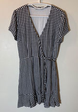 Abercrombie & Fitch Gingham Faux Wrap Mini Dress Womens Size‎ M Navy White Photo 0