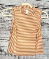 Athleta Orange & White Stripe Sleeveless Crop Tank Top Sm Photo 0