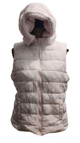 New York Company‎ Light Pink Hooded Puffer Vest Women's Size L Sherpa Lined Photo 0