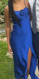 Blue Silk Midi Dress Dillard Photo 0