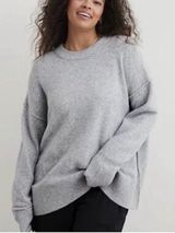 Aerie Gray Oversized Soft Knit Crewneck Sweater Women’s Medium Photo 0