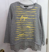 Style & Co gray yellow layered flowy‎ cotton casual relaxed crewneck shirt large Photo 0