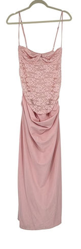 Peppermayo‎ Romy Maxi Dress Pink Lace Bustier Size 12 2XL Formal Coquette Gown Photo 0