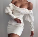 Santana Ivory Draped Corset Dress Photo 0